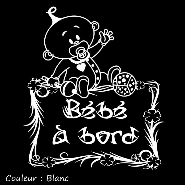 Sticker bébé à bord tribal blanc