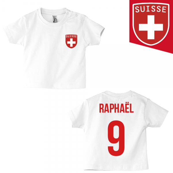 t-shirt bébé équipe Suisse blanc