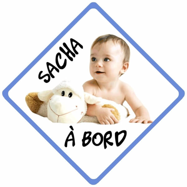 Pancarte bébé à bord 100% personnalisable prénom et photo