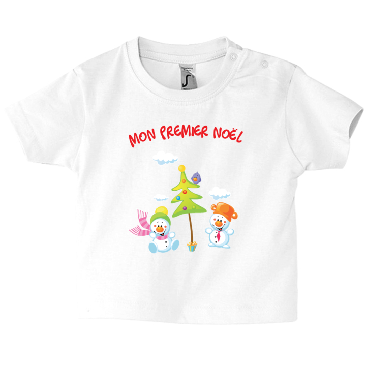 Tee-shirt enfant, des bonhommes de neige pour noël
