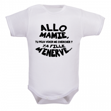 Mamie Viens Vite Body Coton Humour bébé sous vêtement Fantaisie Enfant