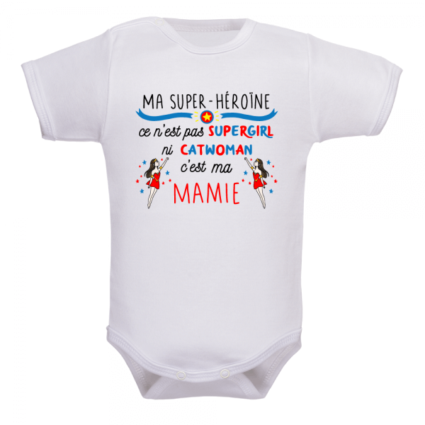 Body bébé mamie super héros, un cadeau de naissance incroyable !