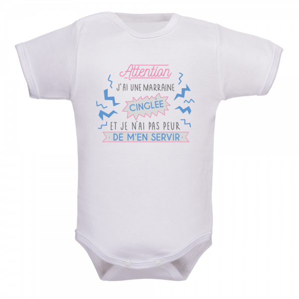 Body bébé marraine cinglé :  la meilleure arme pour faire rire bébé !