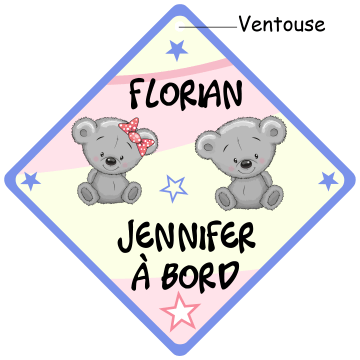 Bébé à bord sur losange PVC de 15 x 15 cm style road sign avec ventouse