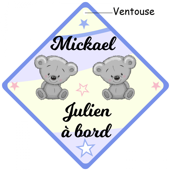 Sticker « bébé à bord » garçon à personnaliser