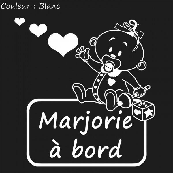 Sticker bébé à bord personnalisable avec coeur