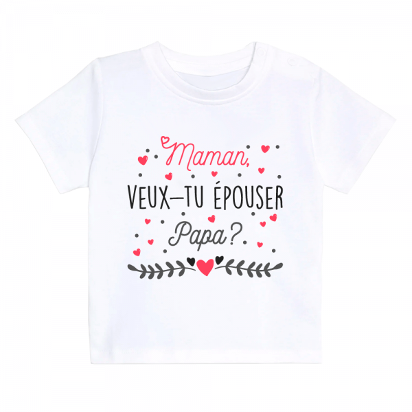 Body Bébé Hospitrix avec texte MAMA veux-tu épouser DAD ? - Taille S - 0-3  mois 