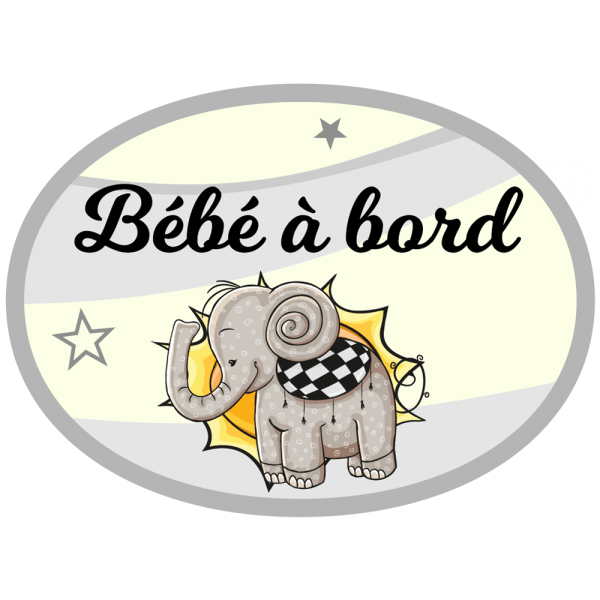 Bébé à bord sticker personnalisable éléphanteau