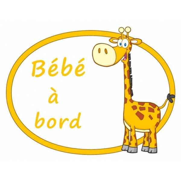 Sticker à coller bébé à bord girafe