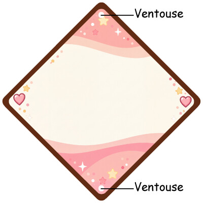 Pancarte à bordure marron et vagues roses
