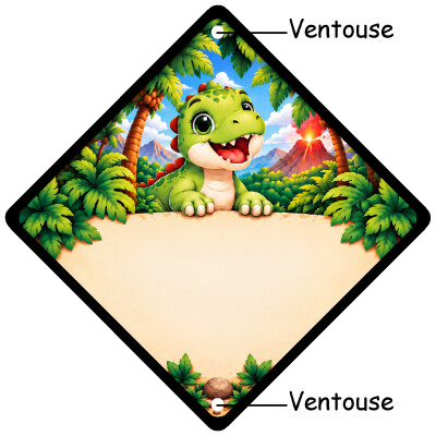 Pancarte bébé à bord avec un dinosaure dans la jungle