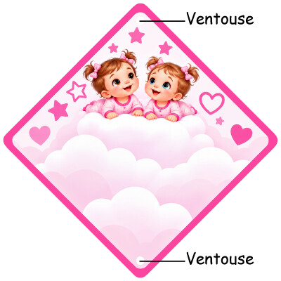 Pancarte jumeaux à bord avec deux petites filles