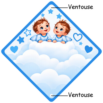 Pancarte jumeaux à bord avec deux petits garçons